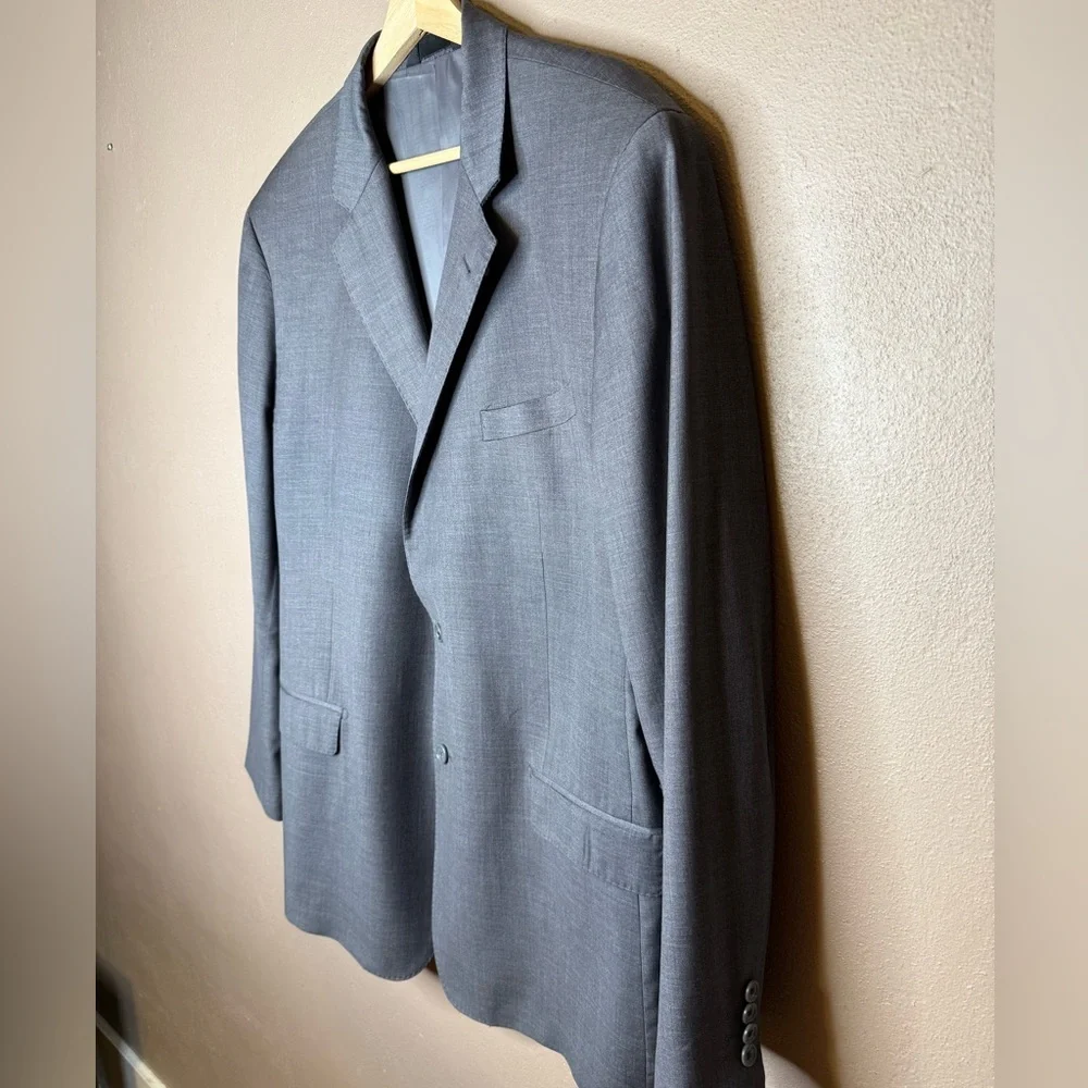 Baroni Men's Gray 100% Wool Classic Suit Coat Blazer Size 46L Special Event
